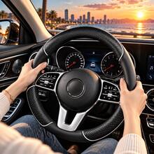 1PC Universal 15 Inch Car Steering Wheel Cover, PU Leather Diamond Pattern Non-Slip Steering Wheel Protector, Soft Comfortable Grip, Durable All-Season Car Interior Accessory For Sedan SUV Truck - Split Handlebar Grips - View 6
