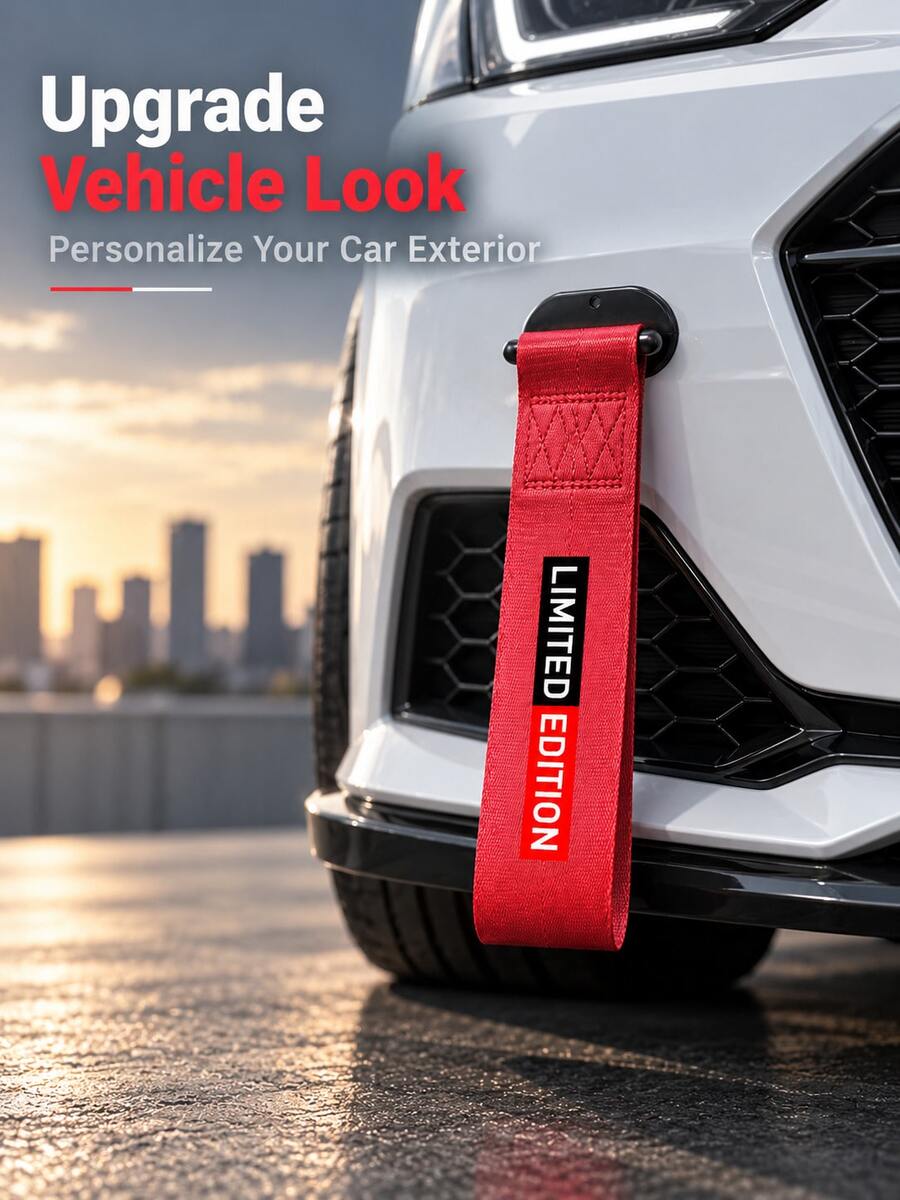 Car Decorative Tow Strap For Front/Rear Bumper, Heavy Duty Nylon Racing Trailer Belt, Universal Fit For JDM & Off-Road Vehicles - A - View 1