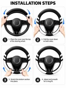 Universal Car Steering Wheel Cover, No‑Inner‑Ring Elastic Stretch PU Splicing Steering Wheel Protector, 15 Inch Anti‑Slip Breathable Steering Wheel Wrap, Four‑Season General Auto Interior Decoration Accessories For Most Cars - Multicolor - View 9