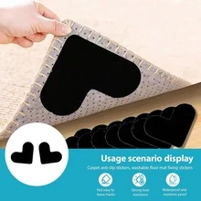 2/4/8PCS Rug Gripper Fixing Tape, Double Sided Non Residue Carpet Adhesive Sticker Anti Slip Rug Pad PU Washable Reusable Keep Carpet Corners Flat, Double-Sided Adhesive Carpet Grips, Household Essentials, Fall Home Decor, Dorm & Bathroom Accessories - Multicolor - View 5
