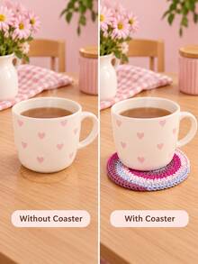 1pc Handmade Crochet Spiral Coaster Set, Colorful Striped Heat-Resistant Non-Slip Reusable Drink Mat, Bohemian Style Coffee Tea Cup Coaster, Autumn Home Kitchen Dining Table Decor, Christmas Thanksgiving Holiday Gift And Daily Use, Room Decoration - Multicolor - View 5