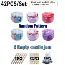 HIZTGHC 42pcs Colorful Marble Candle Jars Set, 2.5oz Empty Candle Tins With Lids, DIY Candle Making Tool Kit, Includes 6 Jars And 36 Accessories Like Wicks, Wick Holders And Stickers, Great For Wedding, Mother's Day, Party Decor And Daily Storage - Marble Pattern 42pcs - View 11