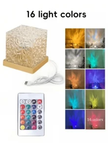 1pc LED Water Ripple Aurora Projection Atmosphere Light, 16 RGB Colors, With Remote Control, USB Powered, RGB Atmosphere Night Light, Suitable For Christmas, Halloween, Valentine's Day And Other Occasions - Multicolor - View 1