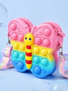 Dompet Silikon Berbentuk Kupu-kupu Warna-warni untuk Anak-Anak, Cocok untuk Penggunaan di Luar Ruangan, Dapat Menyimpan Kunci, Kabel Data, Koin dan Cincin, Tas Selempang Hadiah Ulang Tahun, Anak-Anak Menyukainya (Warna Tie-Dye Acak) - MultiWarna - View 6
