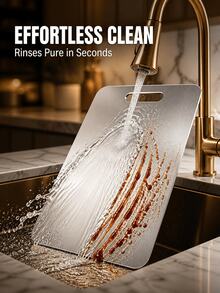 SMEG is gems Stainless Steel Cutting Board, Dual Sided Metal Chopping Board With Hanging Hole, Durable Non Warp Kitchen Board For Meat Vegetable Fruit - View 7