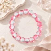 UV Color-Changing Glow-In-The-Dark Bead Bracelet, DIY Red & Blue Macaron Gradient Round Bead Wristband, Glow-In-The-Dark Bracelet Jewelry Gift, Suitable For Family, Friends, Couples, Versatile Fashionable Luxury Gift - Red and Blue - View 4