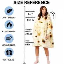 Thickened Hoodie Blanket Slouchy Blanket Pullover Autumn/Winter New Home Wear Printed Flannel Blanket, Yellow, Extra Thick - Yellow - View 4