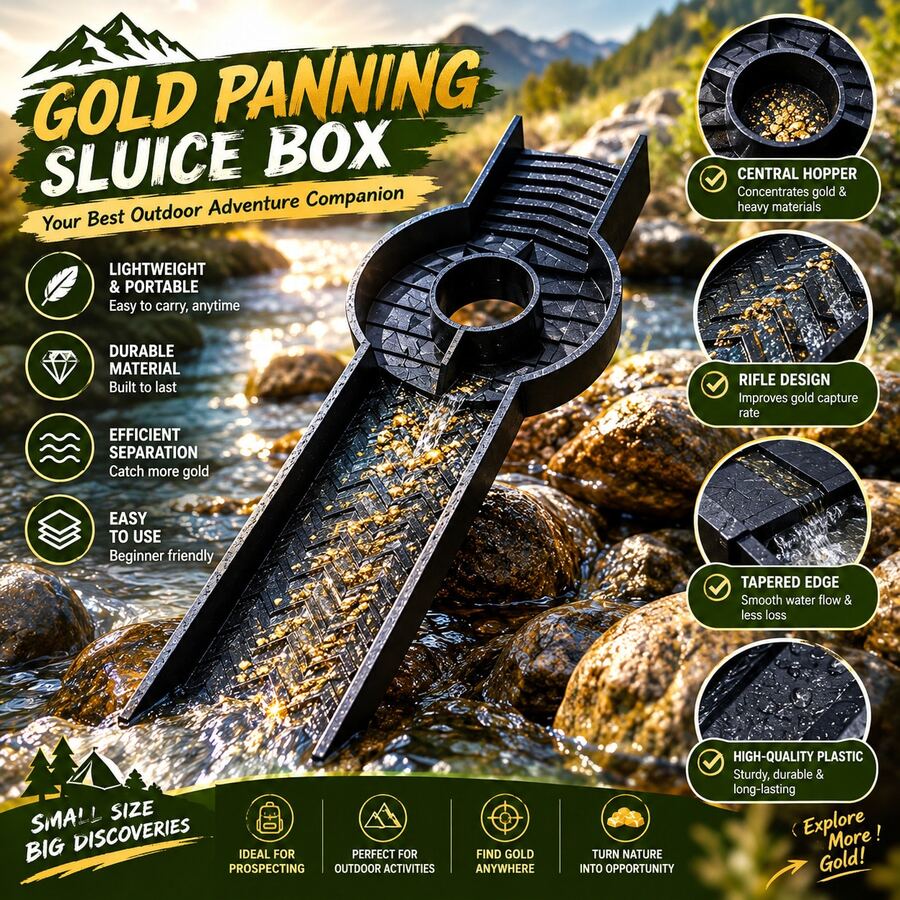 1pc Lightweight Plastic Gold Sluice Box, Gold Prospecting Equipment, Gold Recovery Tool, Portable Alluvial Gold Mining Gear, With Splash-Proof Design, Suitable For River, Stream, Beach Gold Prospecting, Outdoor Gold Hunting Tool, Suitable For Beginners, Amateur Gold Prospectors And Miners, Gold Hunting Gear, Gold Recovery Tool - Outdoor Tools - View 1