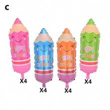 4/8/16pcs 74cm 4-Color Pencil Shaped Back To School Party Decoration Cartoon Balloon Set - View 9
