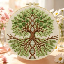 مجموعة التطريز 15x15 سم/5.9 بوصة أو 20x20 سم/7.9 بوصة مجموعة DIY مع نمط الأشجار الخضراء. للمبتدئين البالغين. تشمل القماش والتعليمات والحلقة والإبر والخيوط. هدية رائعة للأصدقاء/العائلة. ديكور فني للمنزل أو المكتب. - أشجار خضراء - مشاهدة 7