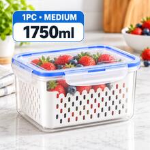 9-Piece Set: 3 Storage Boxes + 3 Lids + 3 Colander Baskets, Plastic Food Preservation Boxes With Colander And Lids - Leak-Proof, Freezer-, Reusable Multi-Functional Kitchen Storage Containers For Fruits, Vegetables And Food, Double-Layer Refrigerator Colander Storage Set - Multicolor - View 11
