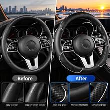 1PC Universal 15 Inch Car Steering Wheel Cover, PU Leather Diamond Pattern Non-Slip Steering Wheel Protector, Soft Comfortable Grip, Durable All-Season Car Interior Accessory For Sedan SUV Truck - Split Handlebar Grips - View 4