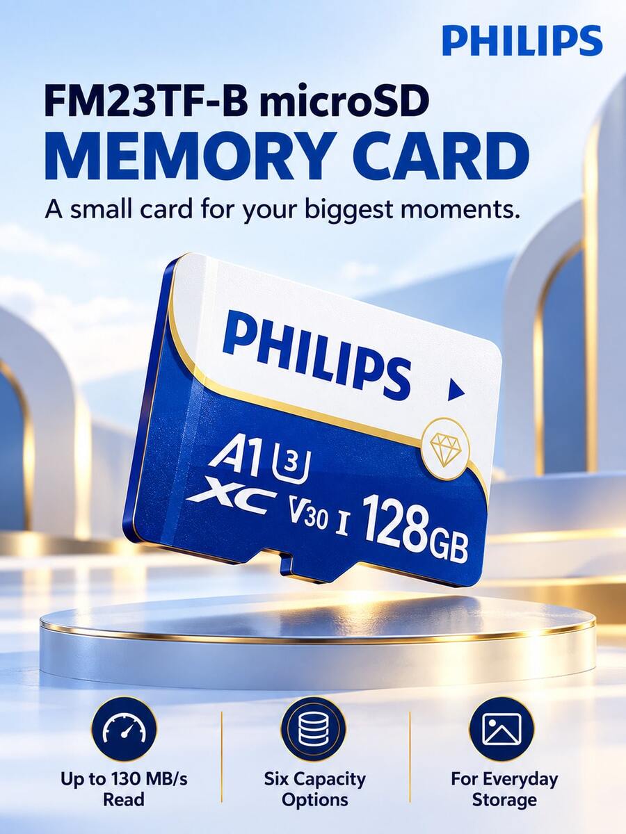 PHILIPS FM23TF-B, TF Memory Card, U3 High-Speed Read/Write, A1 Application Acceleration, Surveillance Recorder And Smartphone Storage Memory Card - View 1