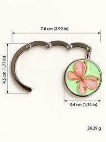 Round Floral Design With Colorful Petal Details And Foldable Metal Hook, Portable Compact Handbag Hook, Prevents Bag From Touching The Ground, Suitable For Office Desk, Student Desk, Cafe Table, Dining Out And Travel, Key Chain - Multicolor - View 10