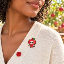 Korean Pop Apple Enamel Pin Color Blocking Fashion Decorative Badge Ornaments Lapel Bag Badges Gifts - Multicolor - View 5