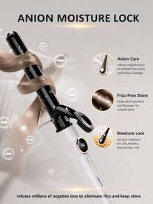 SOKANY 25mm Negative Ion Curling Iron, Max 980°F Styling Tool, LED Adjustable Temperature, Fast Heating, Extended Heating Plate, 360 Degree Rotating Power Cord, Stainless Steel Stand, Anti-Frizz Curls - White - View 6