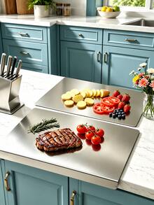 Large Titanium Cutting Board With Countertop Edge, Double-Sided Kitchen Cutting And Food Preparation Board, Durable Meat, Vegetable And Dough Preparation Mat, Suitable For Home Kitchen - View 2