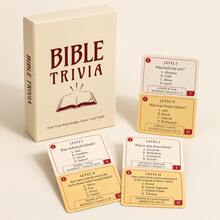 1件聖經知識問答卡牌遊戲，趣味聖經知識測驗卡，聖經問題遊戲，適合家庭之夜、主日學、教會聚會和聖經研讀小組 - 彩色 - 查看 2
