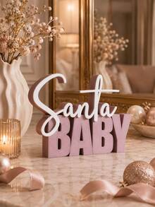 1pc Christmas Baby 3D Letter Desktop Ornament, Dual-Color Cursive Art Letter Desktop Decoration, Cute Holiday Tabletop Decor, Suitable For Christmas Party, Fireplace Mantel, Side Table Home Decor, Room Decor, Autumn Home Decor, Office Decor, Gift - Multiple Styles - View 2