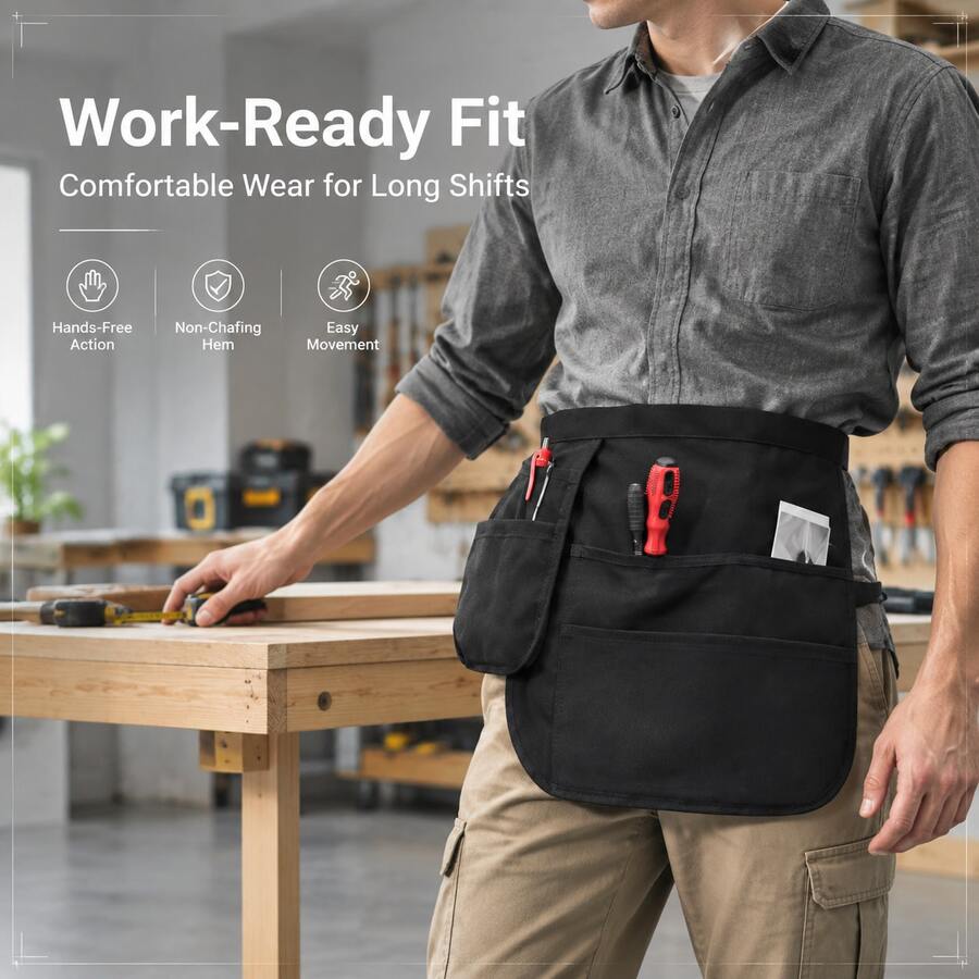 Adjustable Multi-Pocket Waist Tool Apron, Heavy Duty Canvas Gardening Work Hip Bag Apron, Suitable For Gardening, Handicrafts, Woodworking - Multicolor - View 1