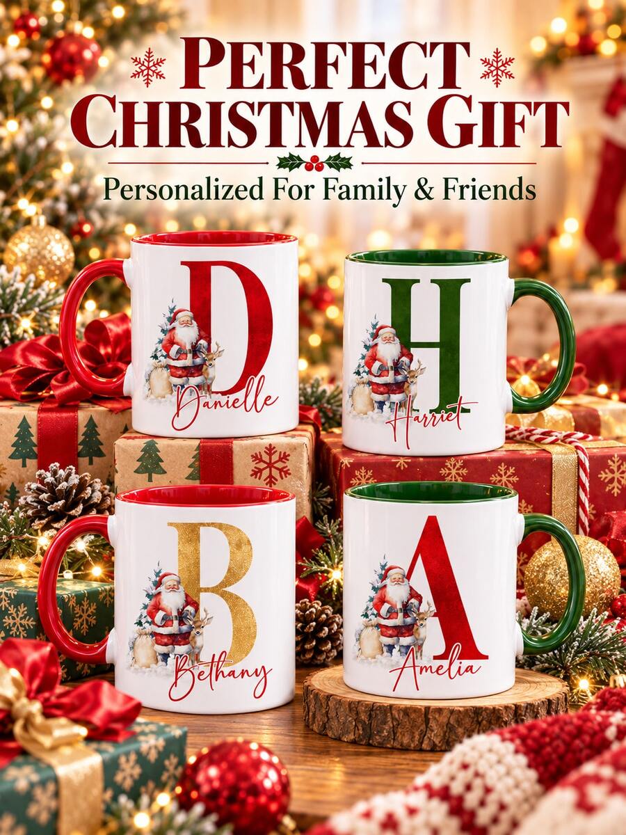 Personalized Christmas Mug, Nostalgic Santa Claus, Hot Chocolate Mug, Unbreakable Mug, Christmas Eve Gift Box, Christmas Stocking Stuffer - Multicolor - View 1