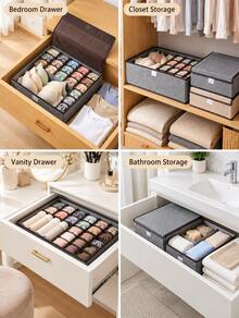 1pc Underwear Drawer Organizer, Multi-Compartment Fabric Bra Storage Box, Rigid Wardrobe Divider Storage Basket, Suitable For Socks, Underwear, Closet Space-Saving Tool - Multiple Styles and Colors - View 5