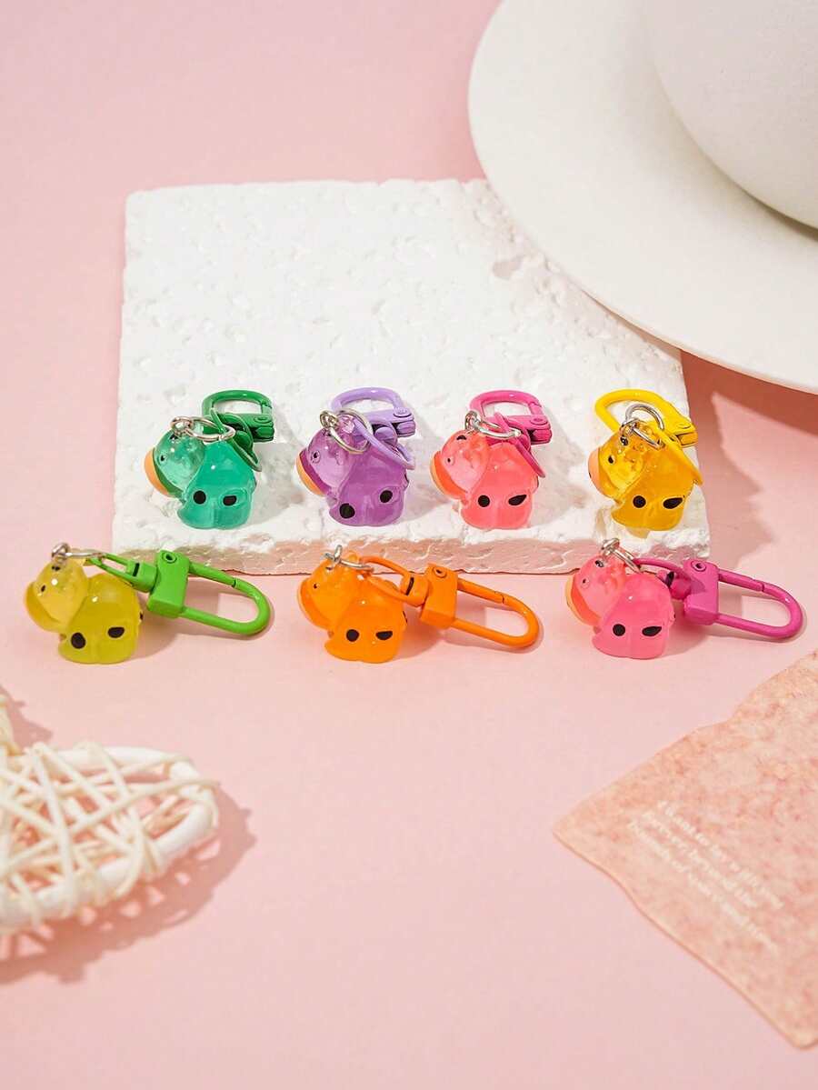 Cute Mini Luminous Cow Keychain, Multicolor Resin Glow‑In‑The‑Dark Cow Bag Charm, Snap Hook Backpack Pendant Ornament, Sweet Gift For Girls Teens - Multi-color - View 1
