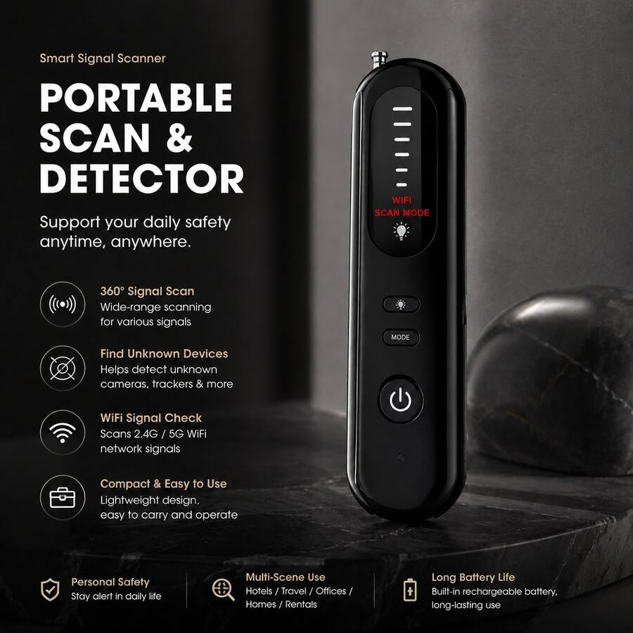 Detektor Kamera Multifungsi Pemindai Optik Inframerah Perangkat Deteksi Anti-Pengintaian Hotel & Homestay Detektor Sinyal Nirkabel Anti-Penyadapan Peralatan Pemindai Anti-Pengawasan Portabel Alat Deteksi Privasi & Keamanan - View 1