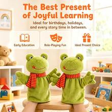 1Pc Green Frog Hand Puppet Plush Toy Kindergarten Puppet Show Prop Storytelling Role Play Teaching Aid Soft Short Plush Movable Hands Interactive Toy Christmas Halloween Birthday Gift Random Style - Multicolor - View 6