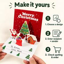 1pc Customized Christmas 3D Pop-Up Card, Personalized Name & Blessing Greeting Card, Santa Claus & Christmas Tree Scene Paper Cut Card, Writable Custom Message, Creative Holiday Gift Card, Warm Christmas Gift, Suitable For Friends, Family, Couples, Colleagues - Multicolor - View 7