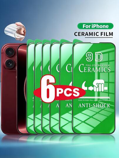 6PCS HD Clear Ceramic Film Compatible With Iphone, Full Coverage Anti-Shock Soft Phone Screen Protection,Ceramic Screen Protector, Anti-Fingerprint, Bubble Free Compatible With IPhone DUO 18 Pro Max 17 16/15/14/13/12/11