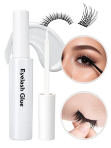 1 PC Eyelash Glue Brush On Strong Hold Clear Waterproof False Lash Adhesive Quick Drying Long Lasting Gentle Formula For Strip Individual Lashes Extensions DIY Eye Makeup Essentials - White - View 3