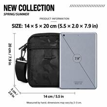 Men's Black Camouflage Mini Crossbody Bag - With Adjustable Shoulder Strap And Zipper Design, Men's Black Camouflage Small Square Bag, Large Capacity, Suitable For Daily Commute - Multicolor - View 3
