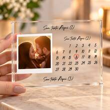 Porta Retrato Calendário Personalizado Bloco de Mesa Acrílico Foto Data Especial Frase Nome Decoração Presente Lembrancinha Aniversário Chá de Panela Casamento Chá de Bebê Nascimento Formatura Batizado Natal - Branco - Visão 6