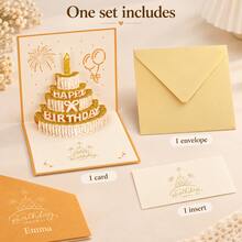 1pc Personalized Birthday Greeting Card, Customized Name 3D Pop-Up Cake Card, Creative Birthday Blessing Card, Exquisite Paper Art Design, Can Write Messages, Suitable For Birthday Party, Friends And Family Gifts, Couple Anniversary, Holiday Celebration - Multicolor - View 5