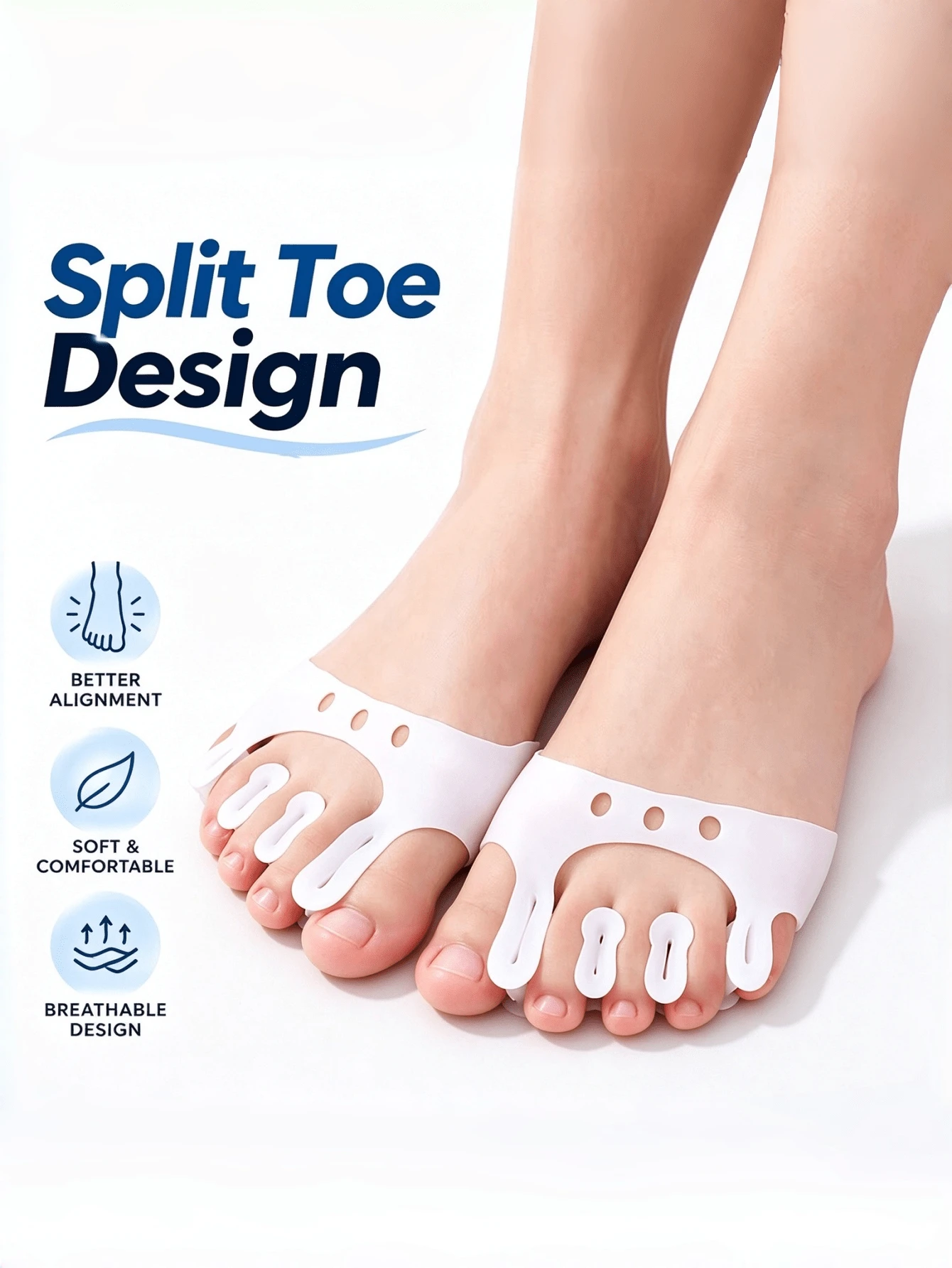 1 Pair Rubber Half-Size Forefoot Insoles, Soft And Comfortable Wearable Sports Shoe Pads, Shoe And Boot Accessories - White - View 1