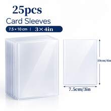 25pcs Game Card Protectors 7.5*10cm (2.95*3.94 Inches), Transparent PP Material Card Sleeves, Top Opening Card Holders, Dustproof Waterproof Scratch-Resistant Collection Card Protectors, Suitable For Trading Cards, Sports Cards, Game Cards And Various Collectible Cards - Card Sleeve 75*100mm 25pcs - View 7