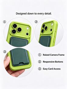 VOUVI 2-In-1 Dopamine Stand Card Holder Phone Case, Compatible With IPhone 17 16 15 14 13 12 11 Pro Max, Shockproof Matte Solid Color Multi-Function Soft Shell, Suitable For 16 15 14 Plus Phone Accessories - Off-white - View 3