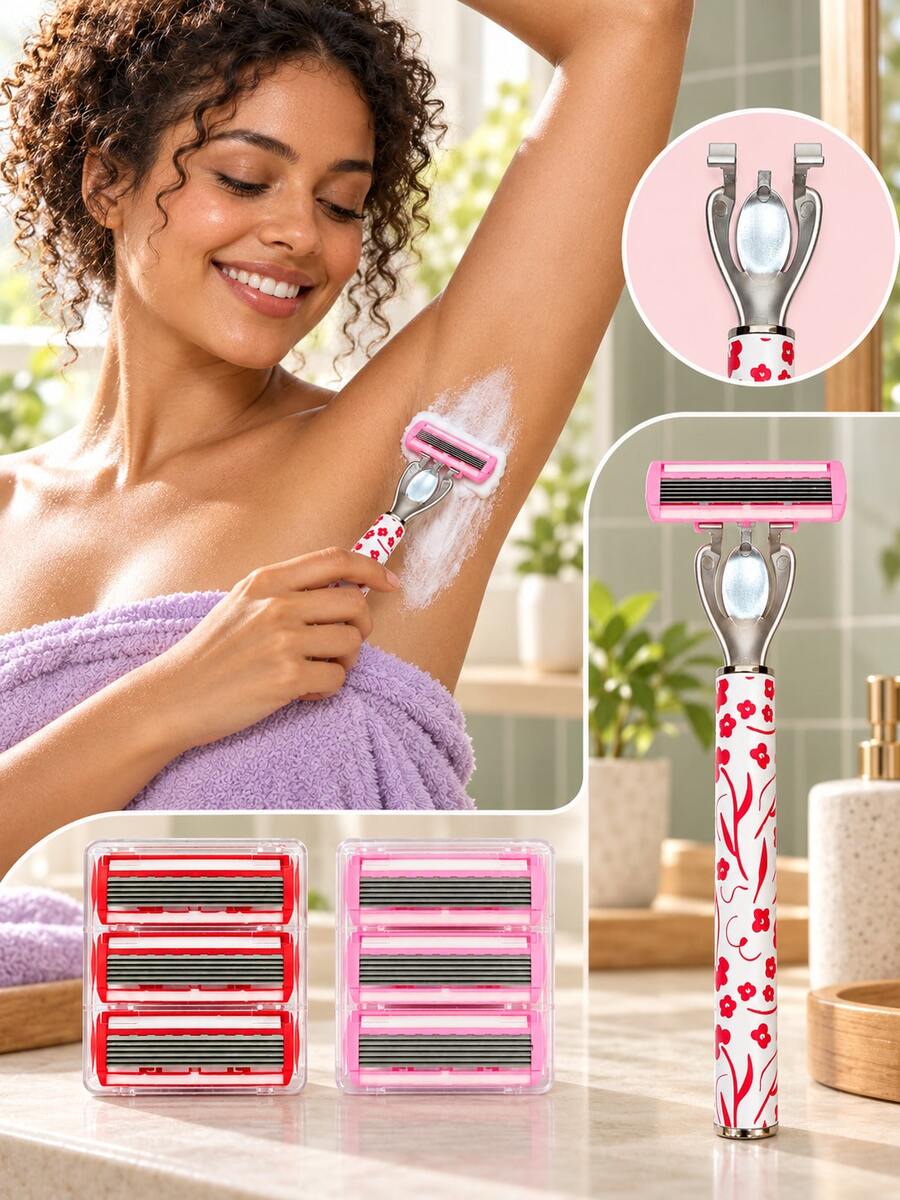 1 Gagang + 6/12 Mata Pisau Pengganti, Alat Cukur Manual Wanita, Alat Cukur Manual 6 Lapisan, Penghilangan Bulu Tanpa Rasa Sakit untuk Kaki, Ketiak, Bikini dan Tubuh, Alat Kecantikan untuk Perjalanan, Alat Cukur Tubuh Manual, Alat Cukur Pria, Pemangkas Bikini - Berbagai gaya - View 1