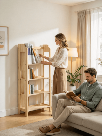 Small Bookshelf, 2/3 Tiers Optional, Simple Narrow Design, Can Be Placed On Desktop Or Floor, Hollow Shelves, Sturdy & Durable, For Books And Small Sundries Storage