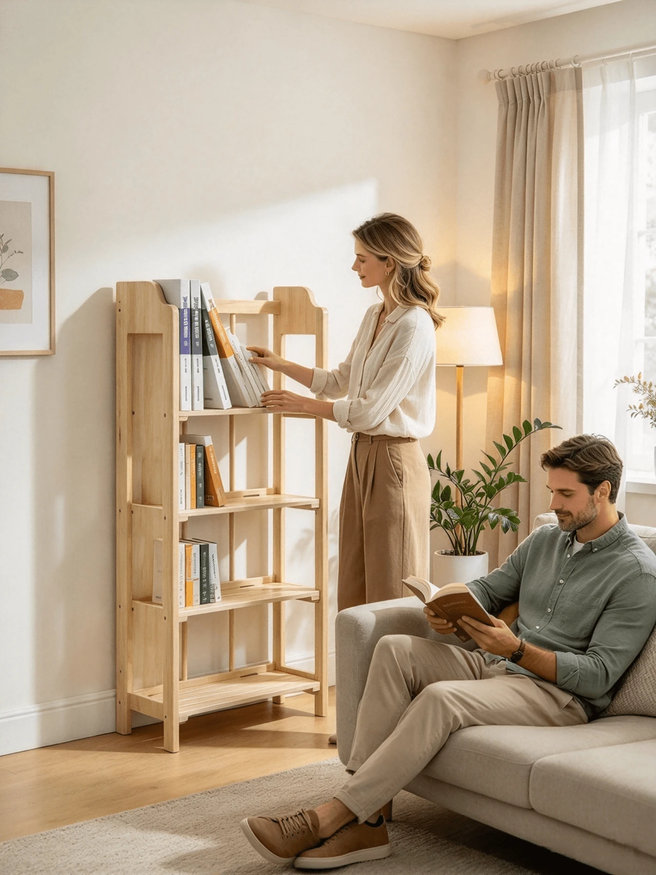 رف كتب صغير، 2/3 طبقات اختيارية، تصميم بسيط ضيق، يمكن وضعه على المكتب أو الأرضية، رفوف مجوفة، قوي ومتين، لتخزين الكتب والأغراض الصغيرة - مواصفات متعددة - مشاهدة 1