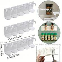 5/10 piezas Estante de almacenamiento de frascos de especias de plástico sin perforar, caja de almacenamiento de cocina montada en la pared, estante de botellas de especias montado en la pared autoadhesivo, se puede cortar y combinar, utensilios de cocina pequeños y de cocina de RV - Ver 2