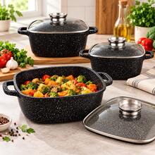 3-Pot Cooking Set With Lids, 6 Pieces For Home Kitchens, Simmering, Boiling And Meal Preparation - View 6