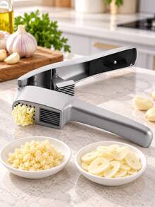 2pcs/1pc 2-In-1 Garlic Press And Chopper, Aluminum Alloy Manual Garlic Grinder And Crusher, Garlic Squeezer And Chopper Kitchen Gadget, Multi-Function Garlic Ginger Crusher, Handheld Food Preparation Tool For Home Kitchen Cooking - Multicolor - View 6