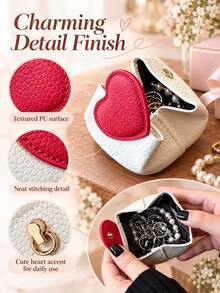 Heart-Shaped Coin Purse, Multi-Functional Portable Storage For Coins, Jewelry, Earphones, Suitable For Home Organization, Daily Commute, Travel, Business Trips, Holiday And Anniversary Gifts, Unisex - Multicolor - View 10