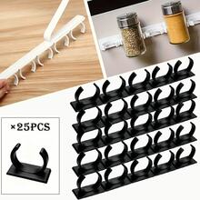 15/25 piezas Estante de almacenamiento de frascos de especias de plástico sin perforaciones, caja de almacenamiento de cocina montada en la pared, estante de botellas de especias autoadhesivo montado en la pared, se puede cortar y combinar, utensilios de cocina pequeños y utensilios de cocina de RV RV - Ver 10