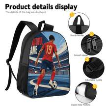 Poster Style #19 Player Print 3 Pieces Set Large Capacity Backpack + Crossbody Bag + Pencil Case, Adjustable Breathable Shoulder Straps, Classic Sports Style Fan Game Day Commute Storage Set - Printed Bag - View 4