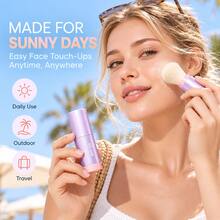 SPF30 Mineral Powder Sunscreen Brush, Lightweight Transparent Face Powder With Soft Brush, Portable Oil-Control Touch-Up Powder For Daily Summer Outdoor Travel, 8g - Mauve Purple - View 4