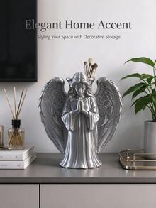 Christmas Prayer Angel Makeup Brush Holder, Embossed Winged Angel Makeup Tool Storage Box, Suitable For Vanity, Christmas Decor Gift, Suitable For Boys, Girls, Couples - Multicolor - View 7