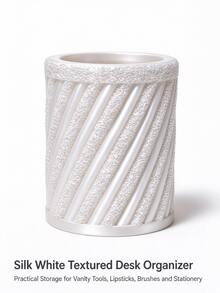 Christmas Cute Diagonal Textured Cylindrical Makeup Brush Holder, Pleated Silk Makeup Cup, Decorative Storage Box For Vanity, Girls Makeup Accessories - Multicolor - View 10